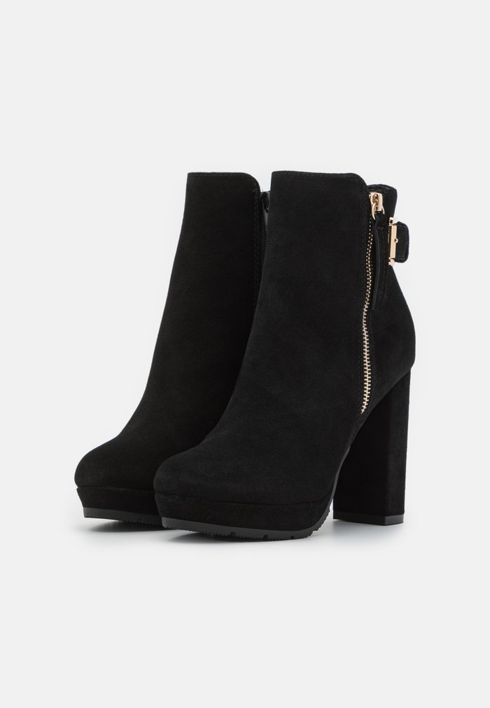 Bottines Anna Field LEATHER Block heel platform Zip UP Noir Femme | XIP-0408408